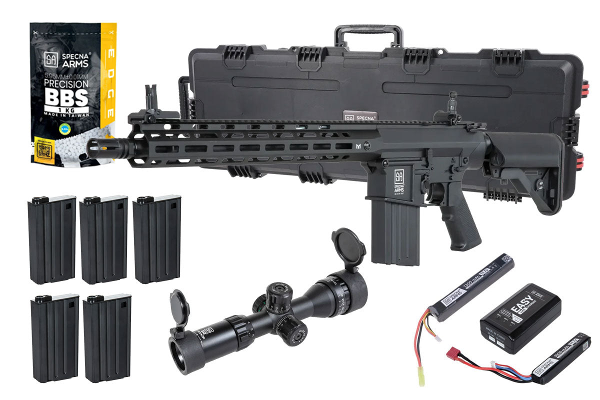 Specna Arms SA-E35 EDGE Kestrel Airsoft DMR Bundle - Rifle, Optic, Batteries, Magazines and Case