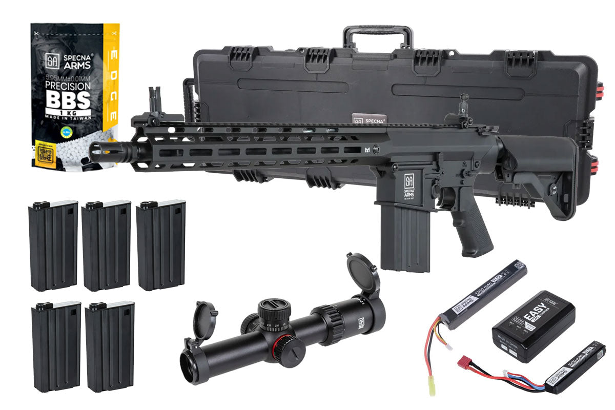 Specna Arms SA-E35 EDGE Kestrel Airsoft DMR Bundle - Rifle, Optic, Batteries, Magazines and Case