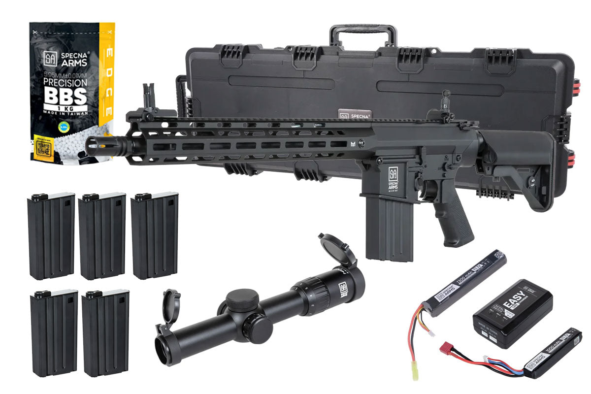 Specna Arms SA-E35 EDGE Kestrel Airsoft DMR Bundle - Rifle, Optic, Batteries, Magazines and Case
