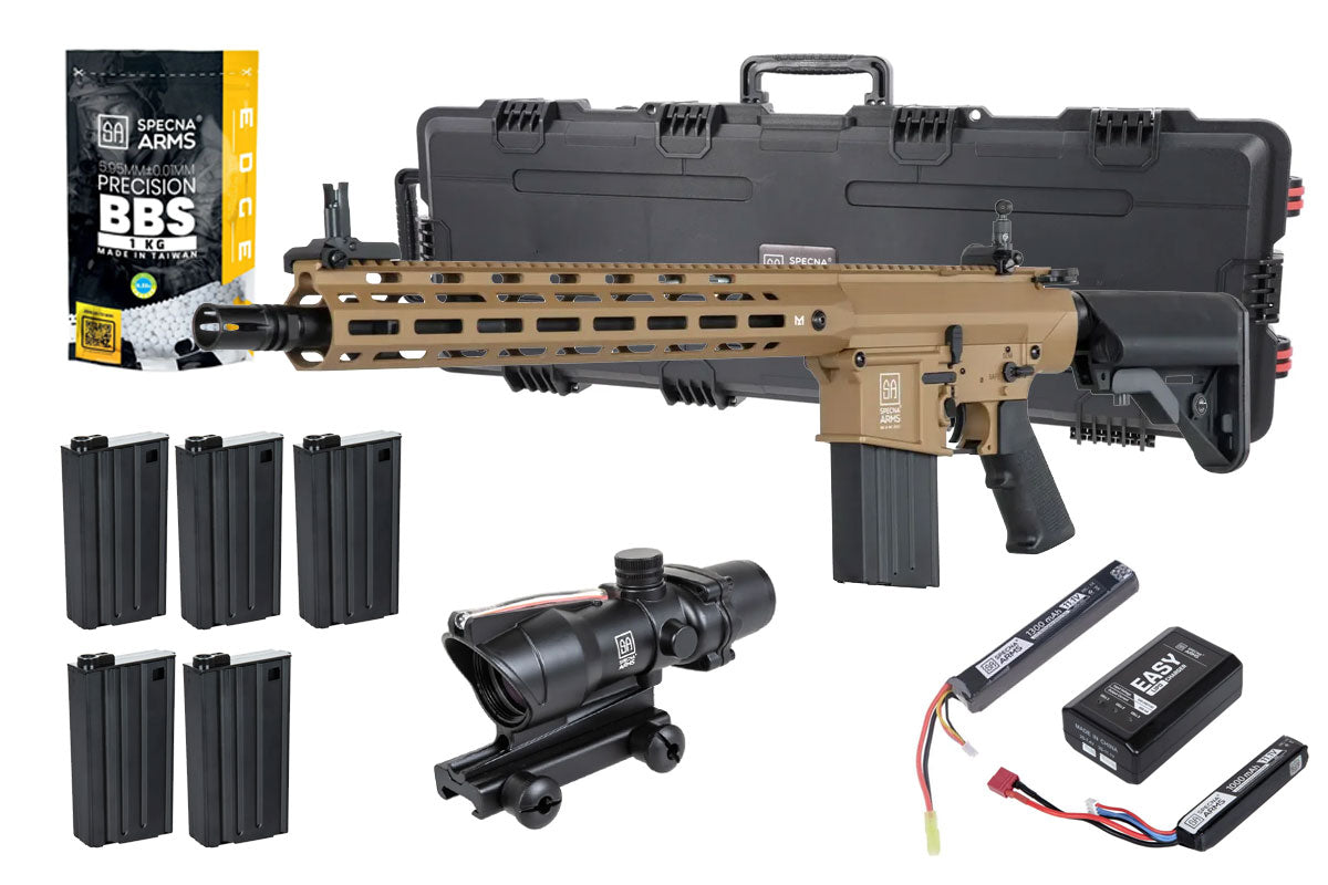 Specna Arms SA-E35 EDGE Kestrel Airsoft DMR Bundle - Rifle, Optic, Batteries, Magazines and Case