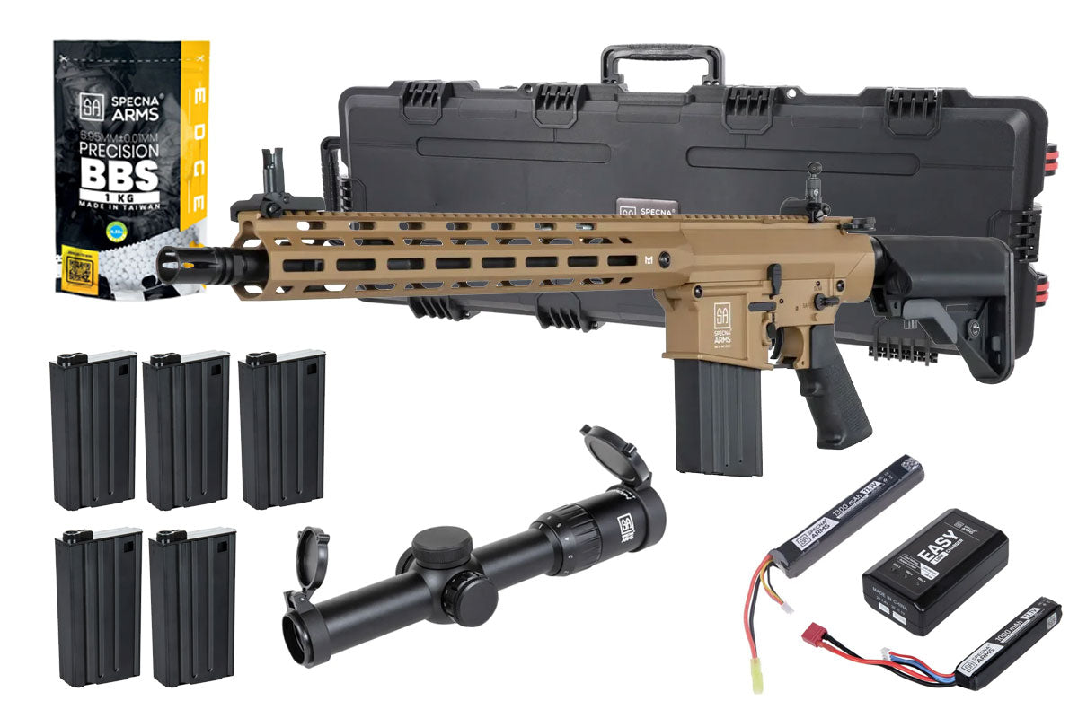 Specna Arms SA-E35 EDGE Kestrel Airsoft DMR Bundle - Rifle, Optic, Batteries, Magazines and Case
