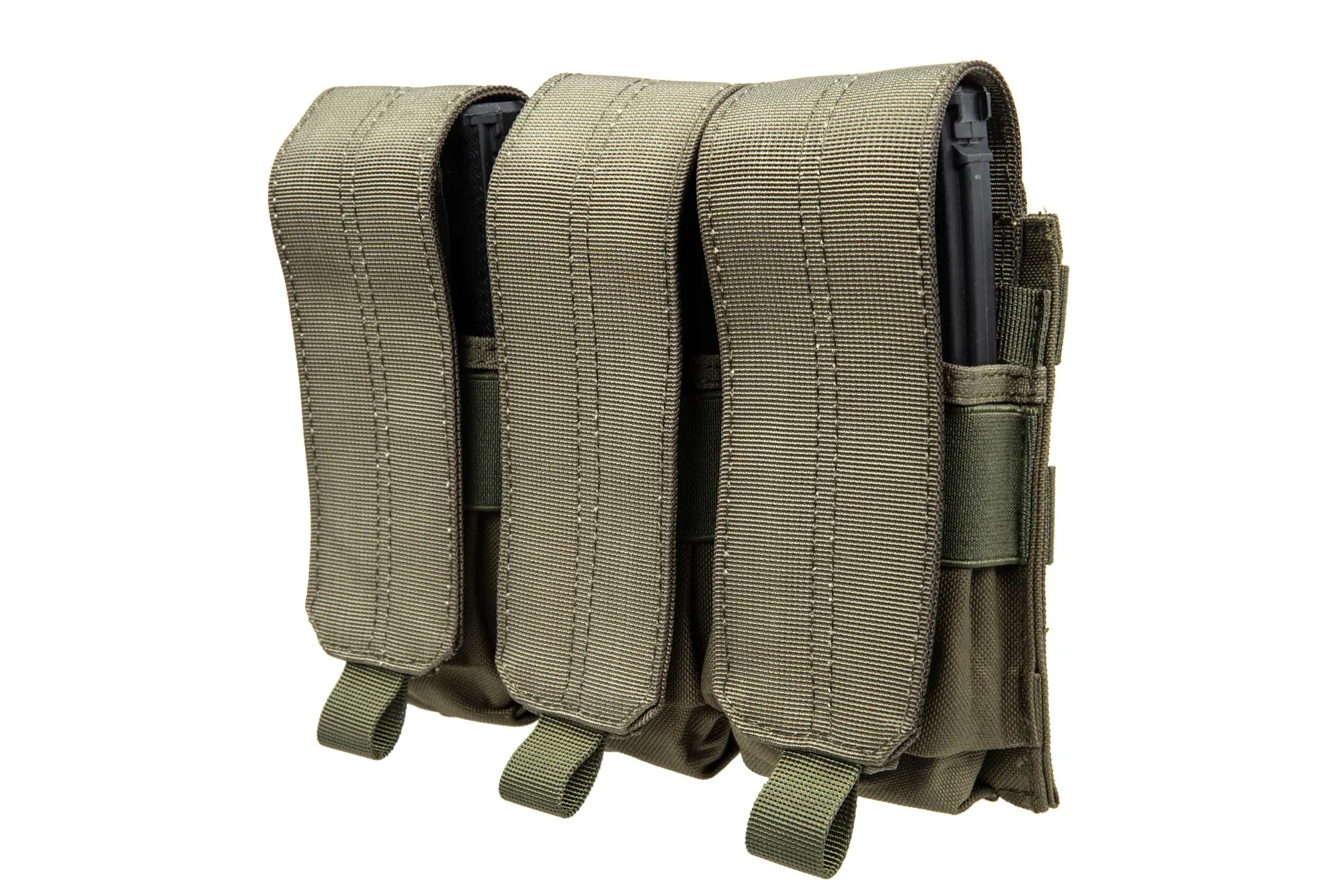 Triple M4 magazine pouch with flap Olive