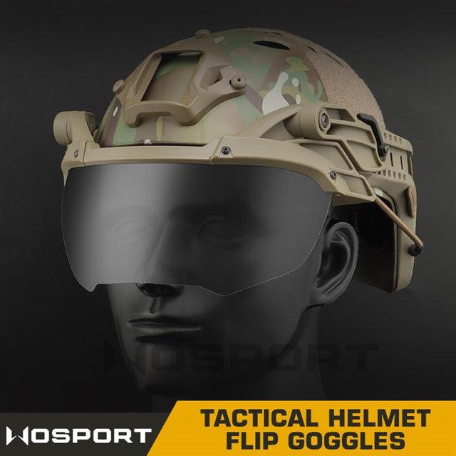 Tactical helmet outer suspension flip goggles - OD