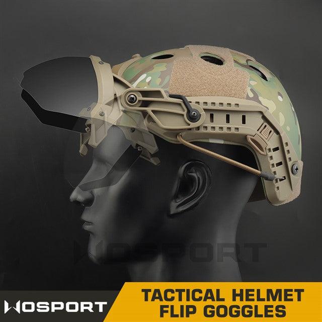 Tactical helmet outer suspension flip goggles - OD