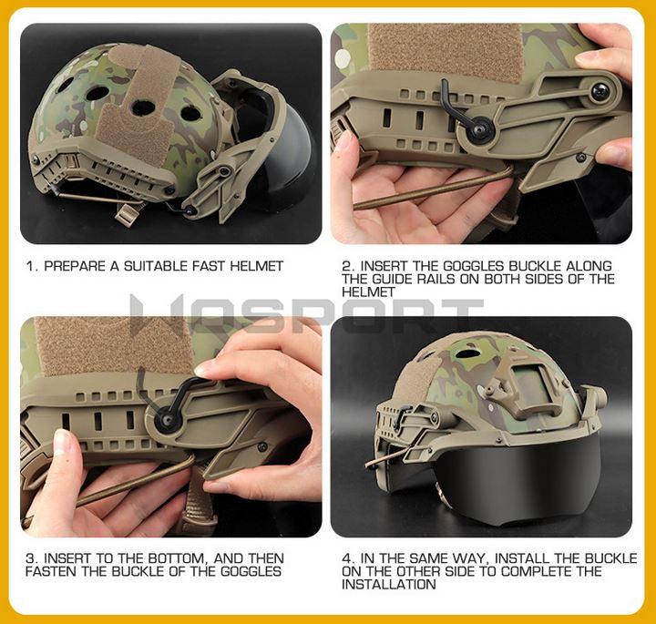 Tactical helmet outer suspension flip goggles - OD
