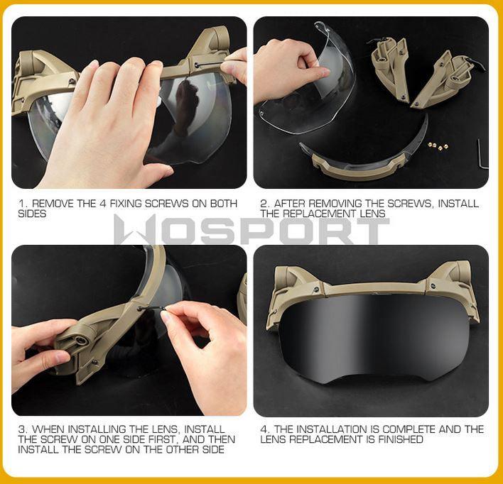 Tactical helmet outer suspension flip goggles - OD