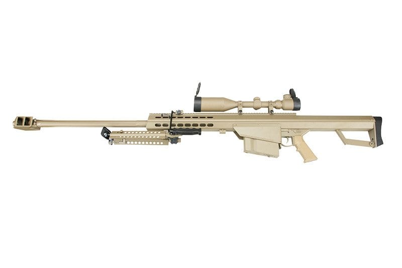 SW-02A sniper rifle replica with scope and bipod - tan