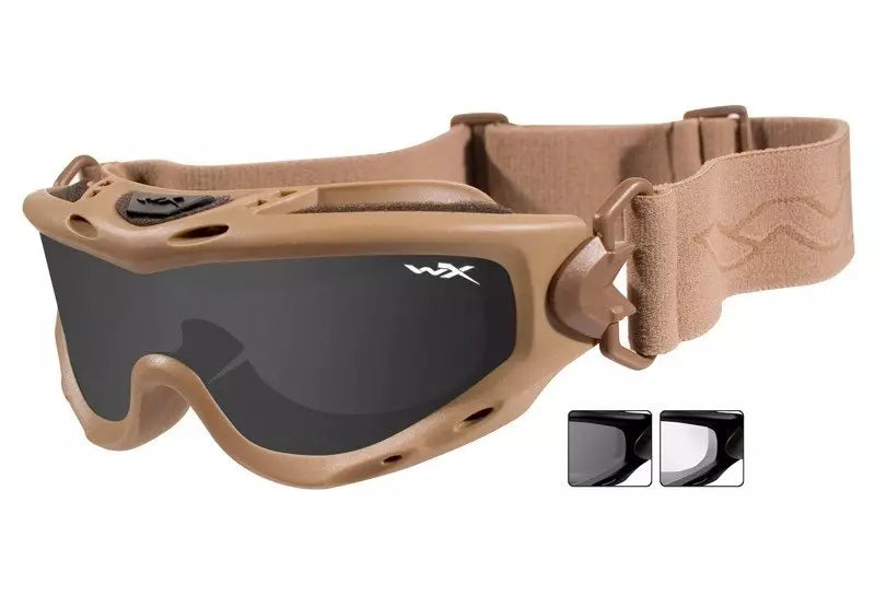SPEAR goggles Smoke/Clear - Tan frame