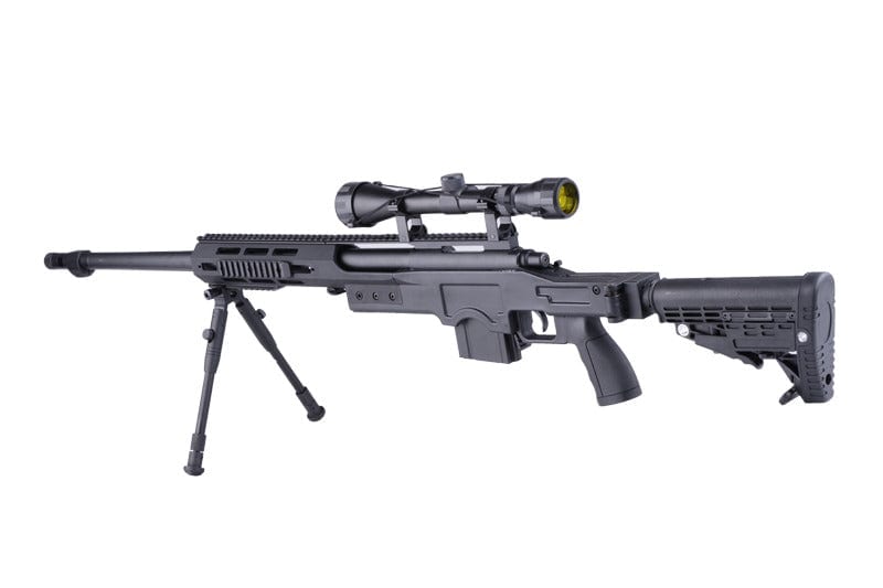 MB4412D Sniper Rifle Replica - with Scope and Bipod - Black by WELL on Airsoft Mania Europe