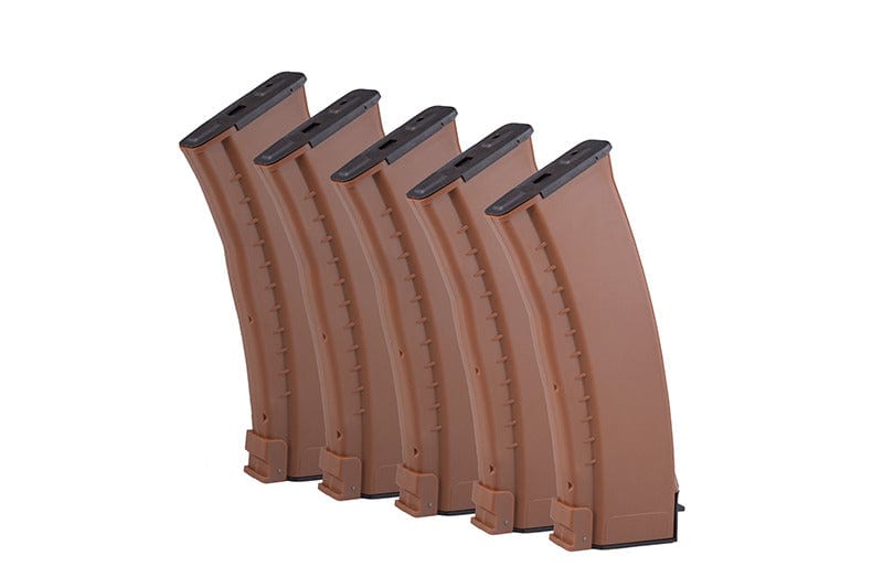 Set of 5 Mid-cap magazines for AK74 (150rd) - brown