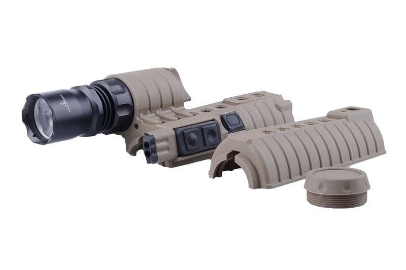 Front grip with the M500A flashlight for the M4 - tan by Element on Airsoft Mania Europe
