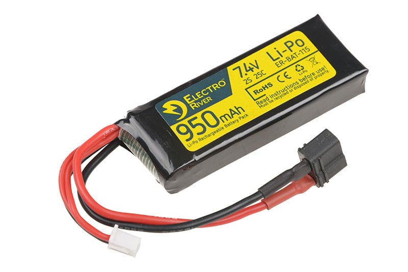 LiPo 7,4V 950mAh 25/50C T-connect (DEANS) Battery by Electro River on Airsoft Mania Europe