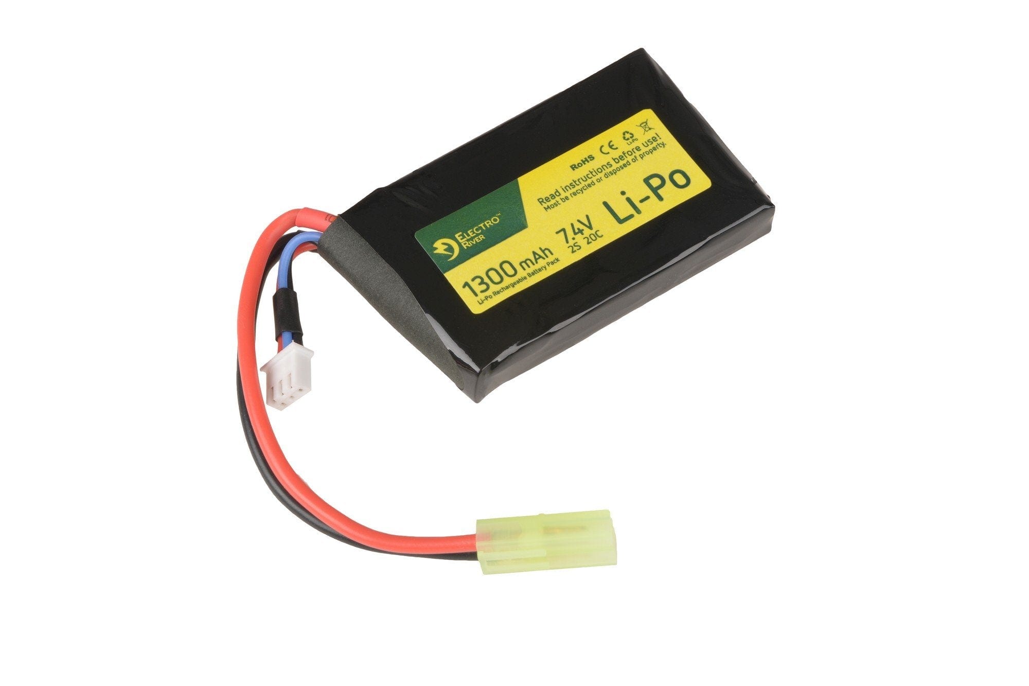 LiPo 7.4V 1300mAh 1-Module 20/40C Battery - Tamiya Small by Electro River on Airsoft Mania Europe