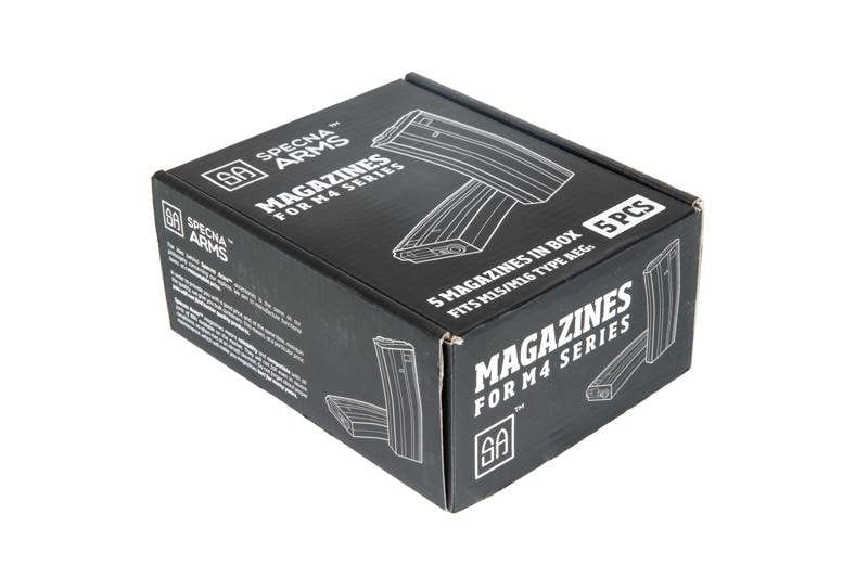 Set of 5 Mid-Cap 140 BB Magazines for M4 / M16 - Gray