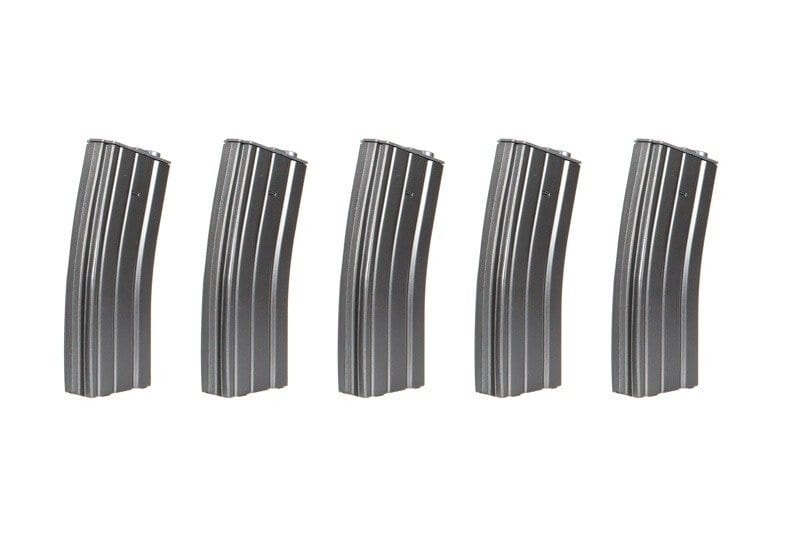 Set of 5 Mid-Cap 140 BB Magazines for M4 / M16 - Gray