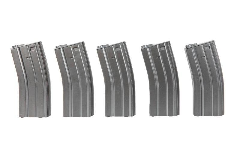 Set of 5 Mid-Cap 140 BB Magazines for M4 / M16 - Gray