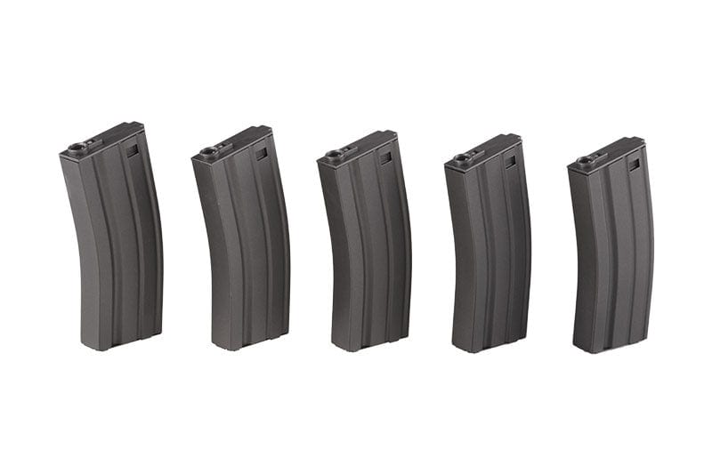 Set of 5 Mid-Cap 100 BB Magazines for M4 / M16 - Gray