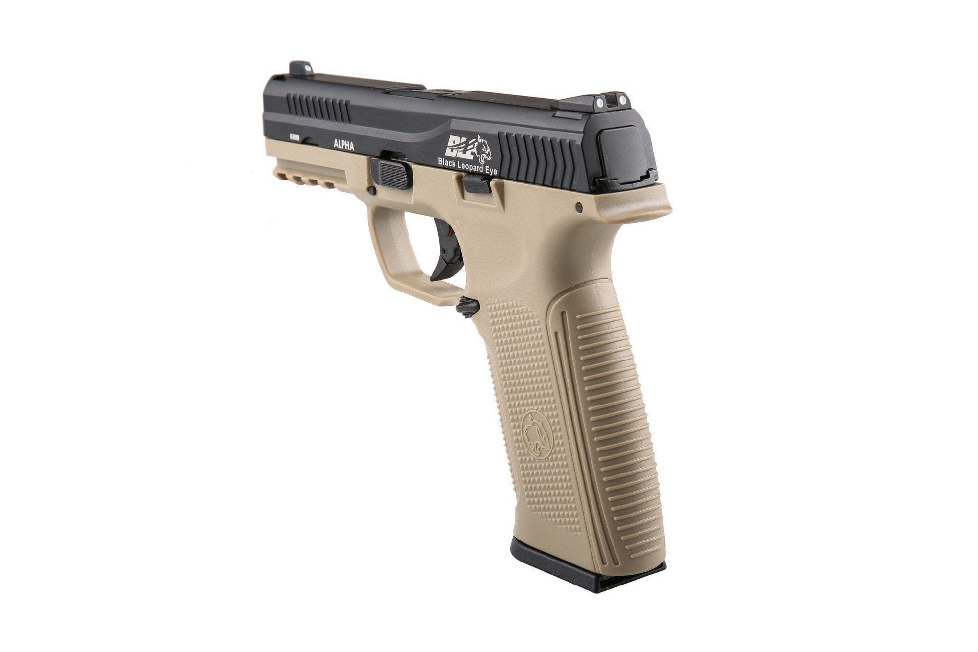 BLE - Alpha Pistol Replica - Black / Tan by ICS on Airsoft Mania Europe