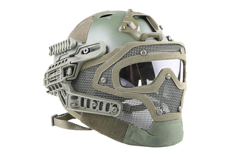 FAST PJ G4 System Helmet Replica with Face Shield - Olive Green by Emerson Gear on Airsoft Mania Europe