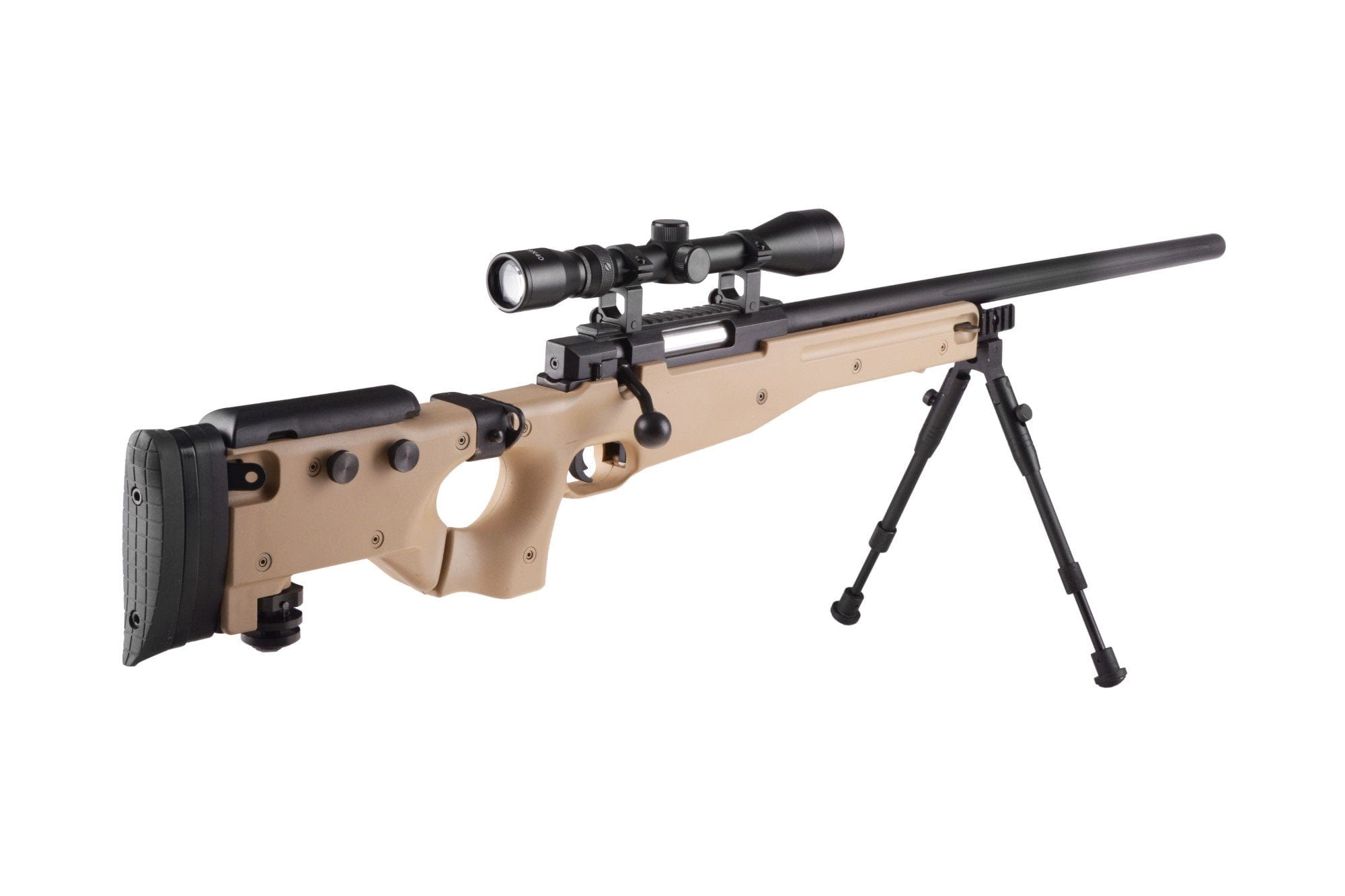 MB08A sniper rifle replica - with scope and bipod - tan by WELL on Airsoft Mania Europe