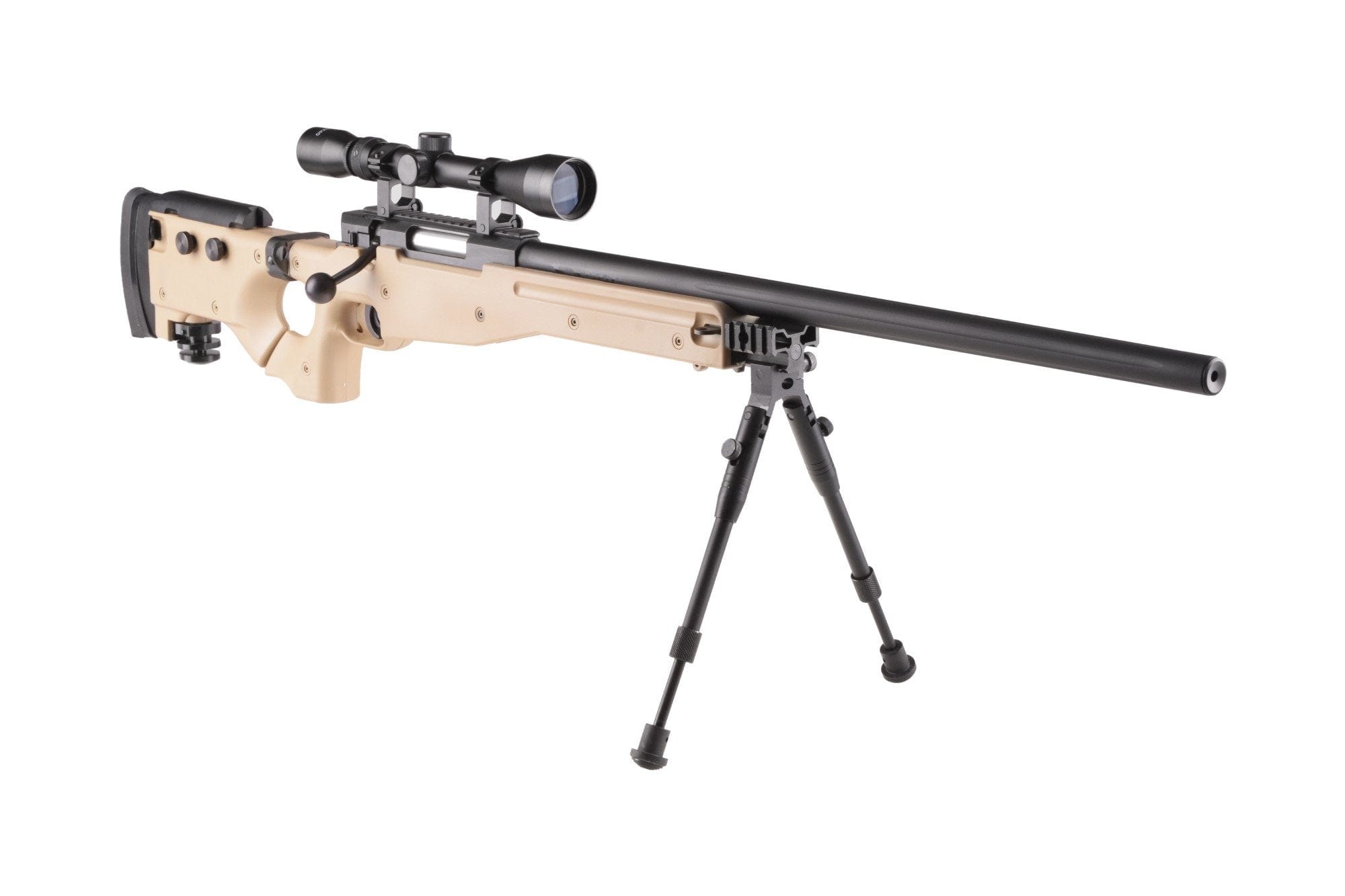 MB08A sniper rifle replica - with scope and bipod - tan by WELL on Airsoft Mania Europe