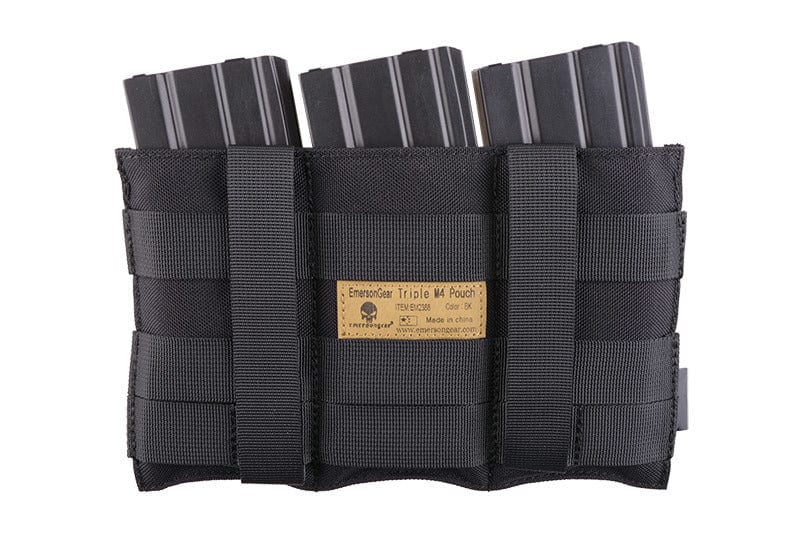 Triple Speed Pouch for M4 / M16 Magazines - Black by Emerson Gear on Airsoft Mania Europe