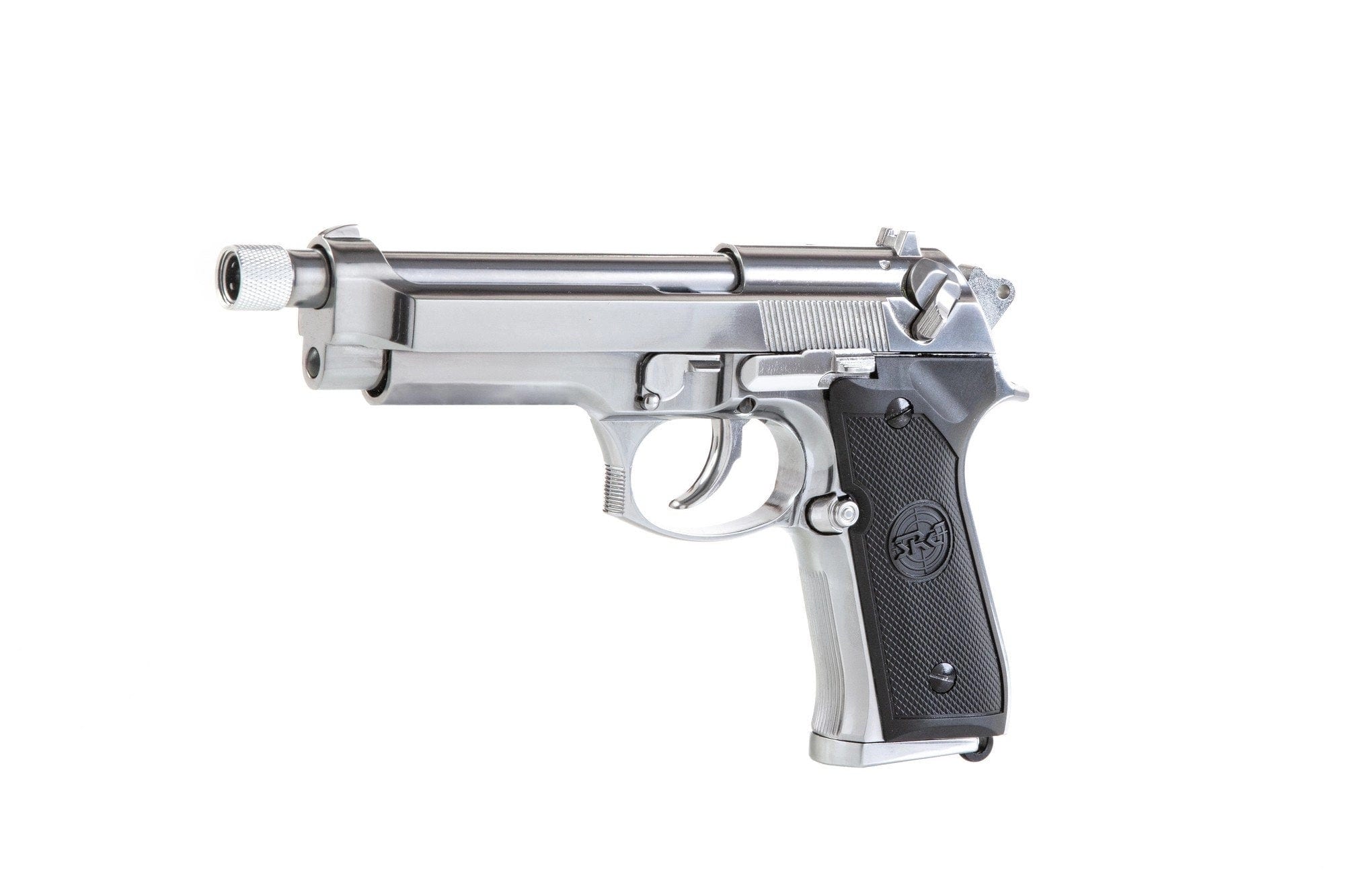 SR92 pistol replica with silencer - silver