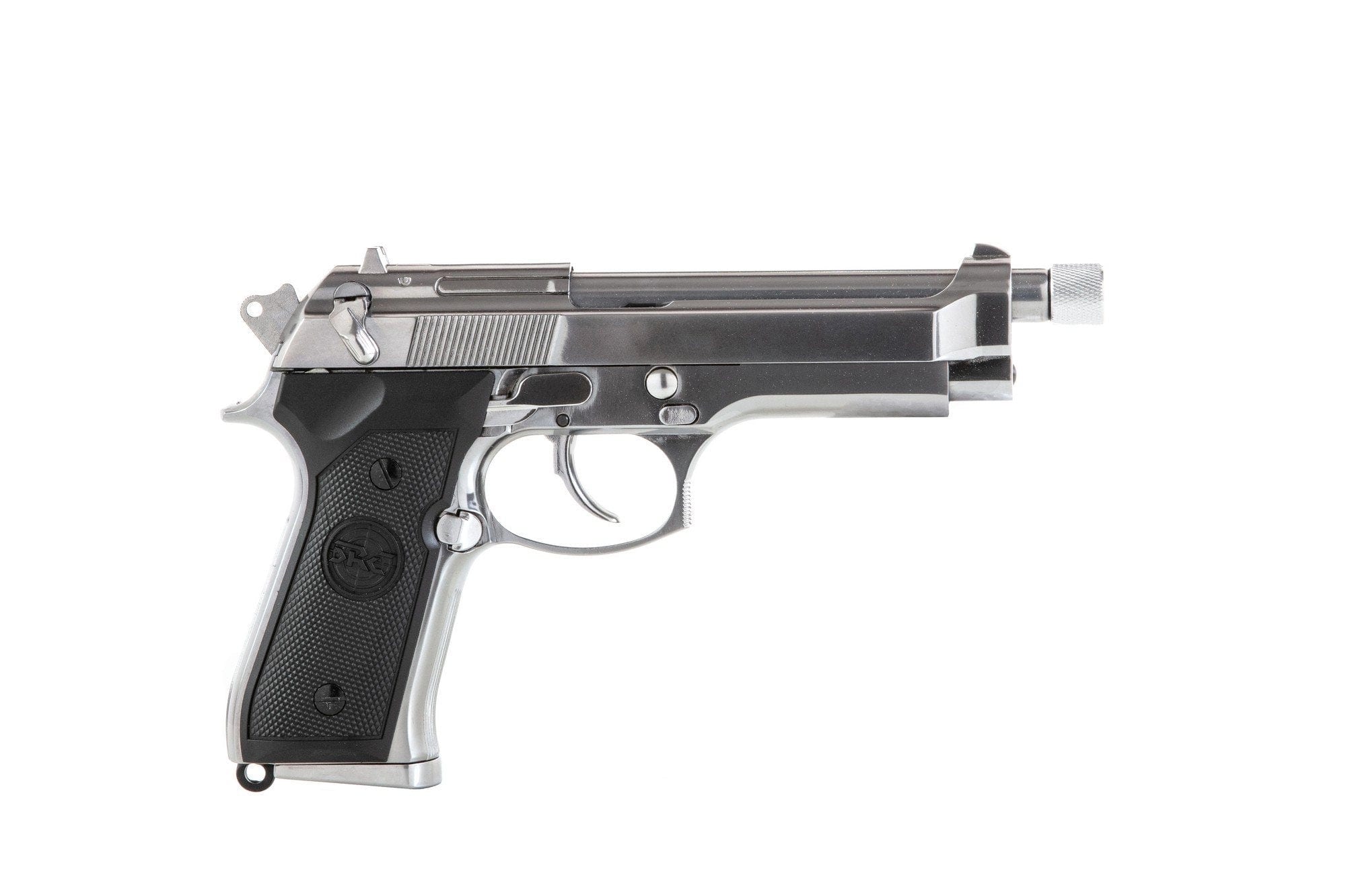 SR92 pistol replica with silencer - silver