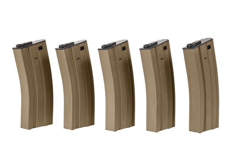 5x Hi-Cap 300 BB Magazines for M4 - Tan