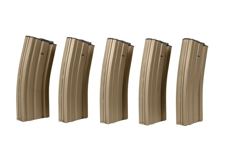 5x Hi-Cap 300 BB Magazines for M4 - Tan