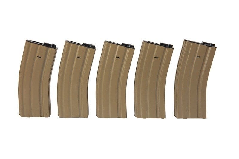 5x Hi-Cap 300 BB Magazines for M4 - Tan