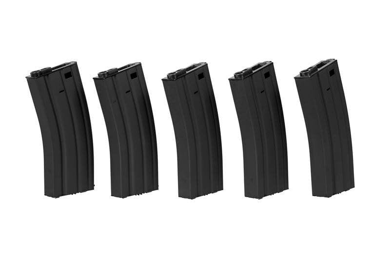 Set of 5 Hi-Cap 300 BB Magazines for M4/M16 Replicas - black