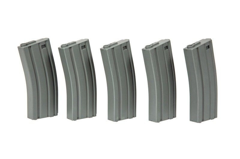 Set of 5 Mid-Cap 120 BB Magazines for M4/M16 Replicas - grey