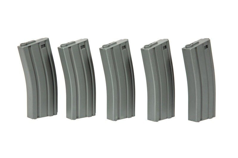 Set of 5 Mid-Cap 120 BB M4 Magazines - grey