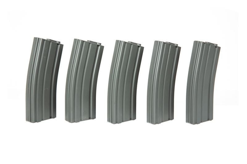Set of 5 Mid-Cap 120 BB M4 Magazines - grey