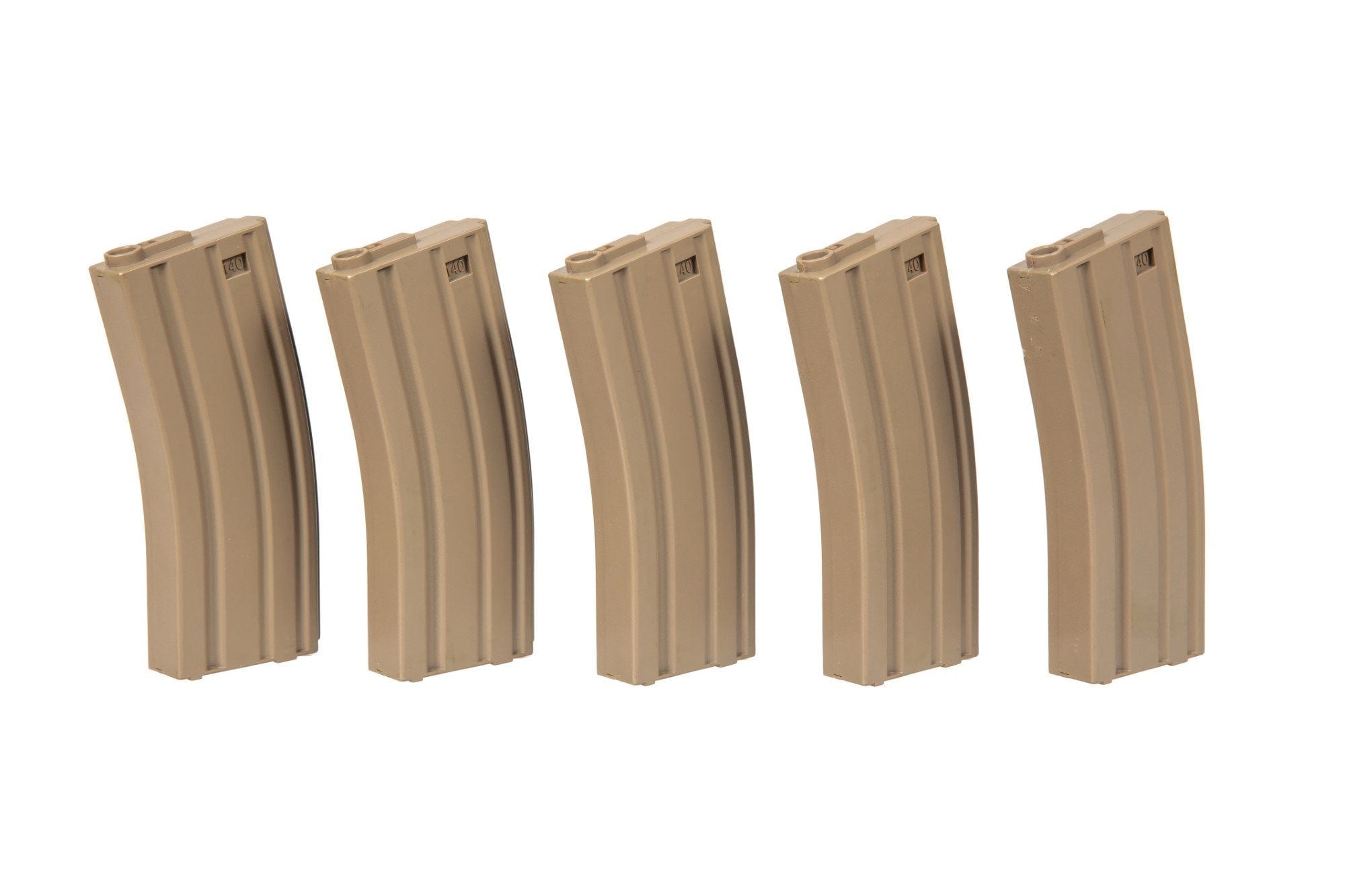 Set of 5 Mid-Cap 140 BB Magazines for M4/M16 - tan