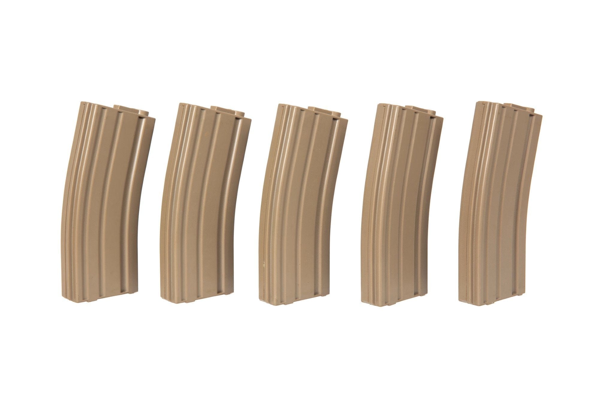 Set of 5 Mid-Cap 140 BB Magazines for M4/M16 - tan