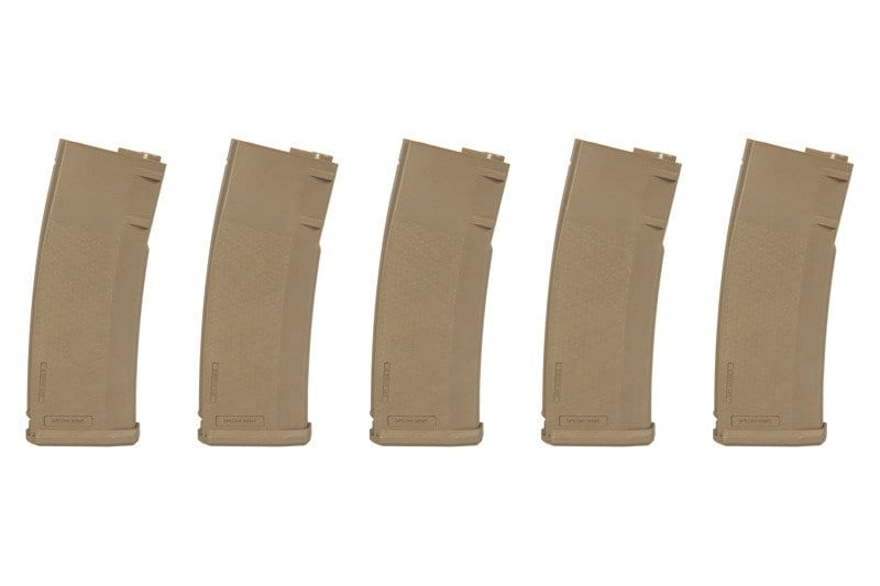 Set of 5 380BBs S-Mag Hi-Cap magazines - Tan by Specna Arms on Airsoft Mania Europe