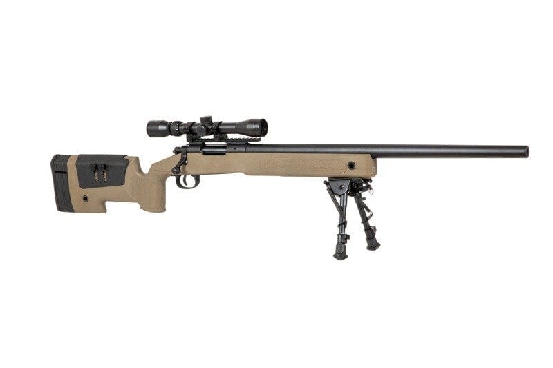 SA-S02 CORE™ sniper rifle replica with bipod and scope - tan by Specna Arms on Airsoft Mania Europe