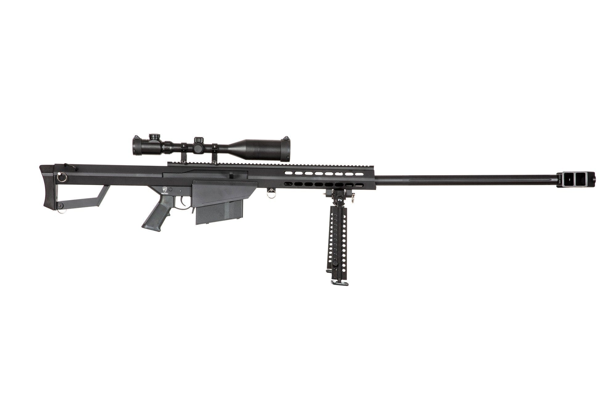 Barrett M82A1 SW-024A Spring Sniper Rifle (with scope + bipod) - black
