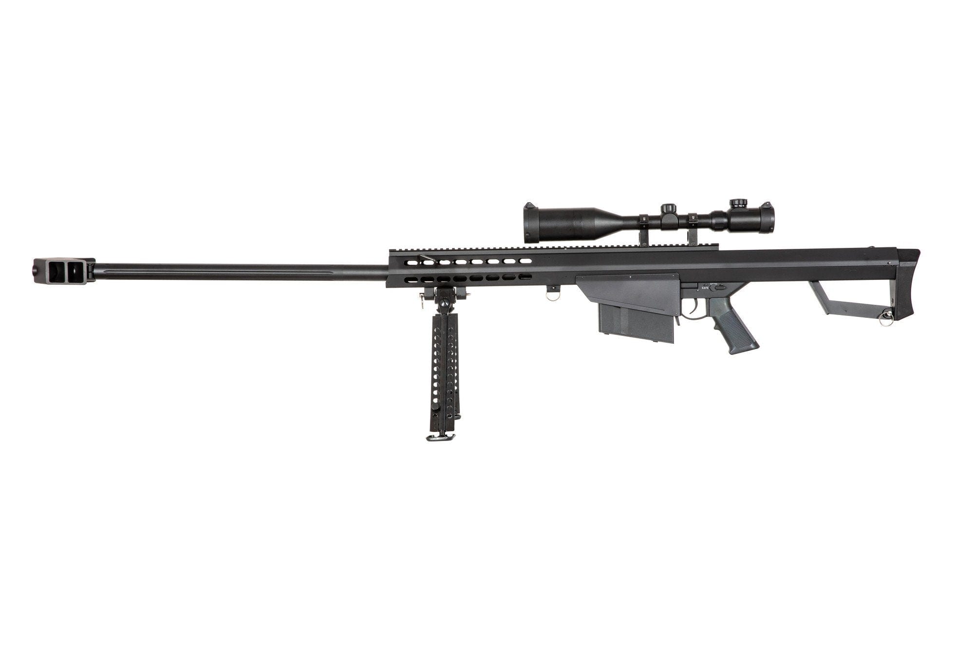 Barrett M82A1 SW-024A Spring Sniper Rifle (with scope + bipod) - black