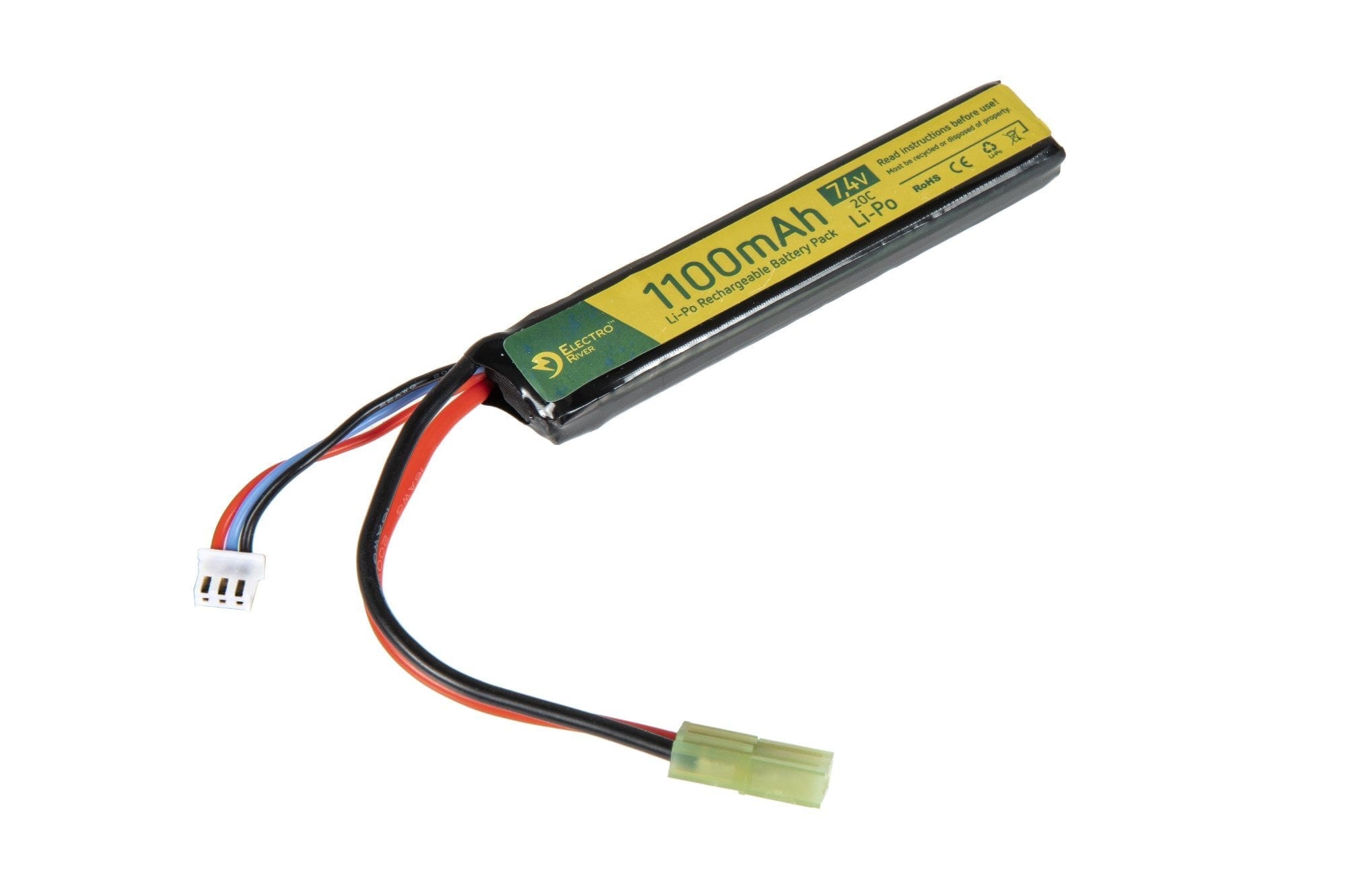 Li-Po 1100mAh 7.4V 20C Battery - Tamiya Mini by Electro River on Airsoft Mania Europe