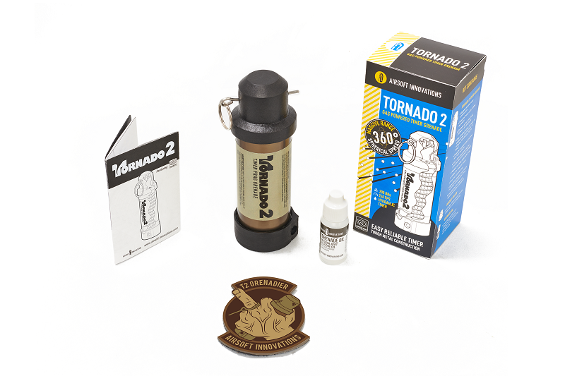 Tornado 2 Timer Gas Grenade - Launch Edition FDE by Airsoft Innovations on Airsoft Mania Europe