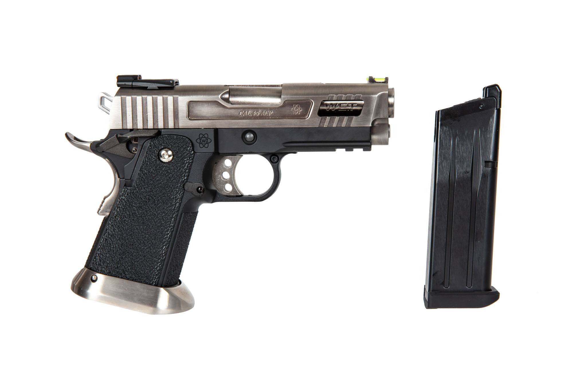 Hi-Capa 3.8 Force “Velociraptor” (Full Auto) Pistol Replica - Silver by WE on Airsoft Mania Europe