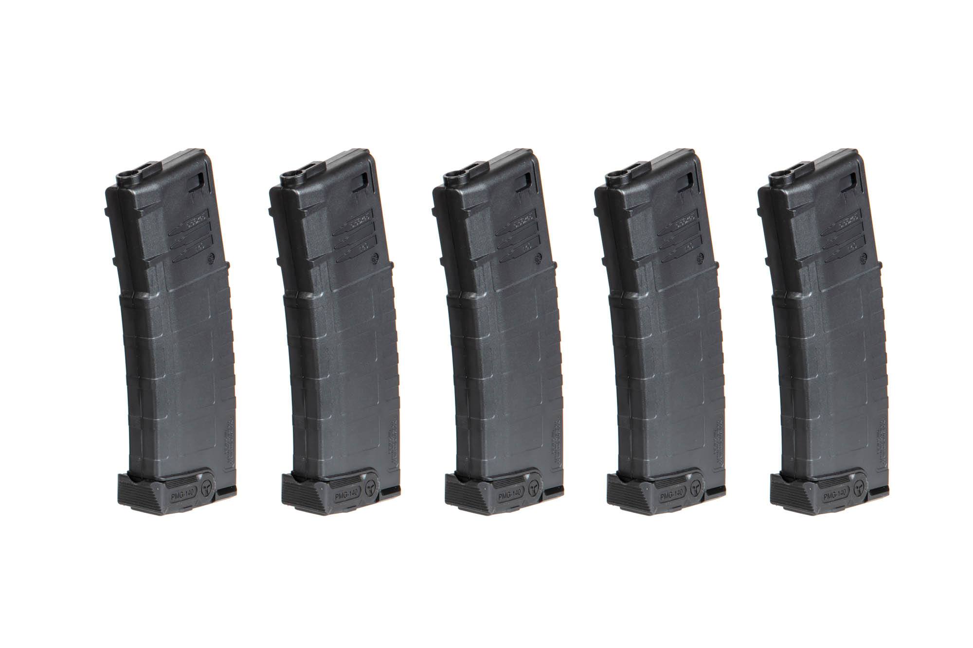 Set of 5 140rd Mid-Cap Magazines for AMB Mutant - black