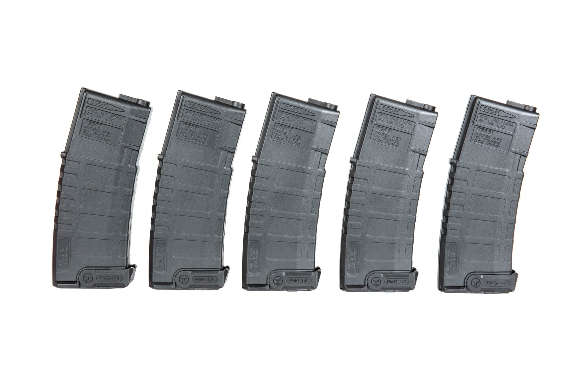 Set of 5 140rd Mid-Cap Magazines for AMB Mutant - black