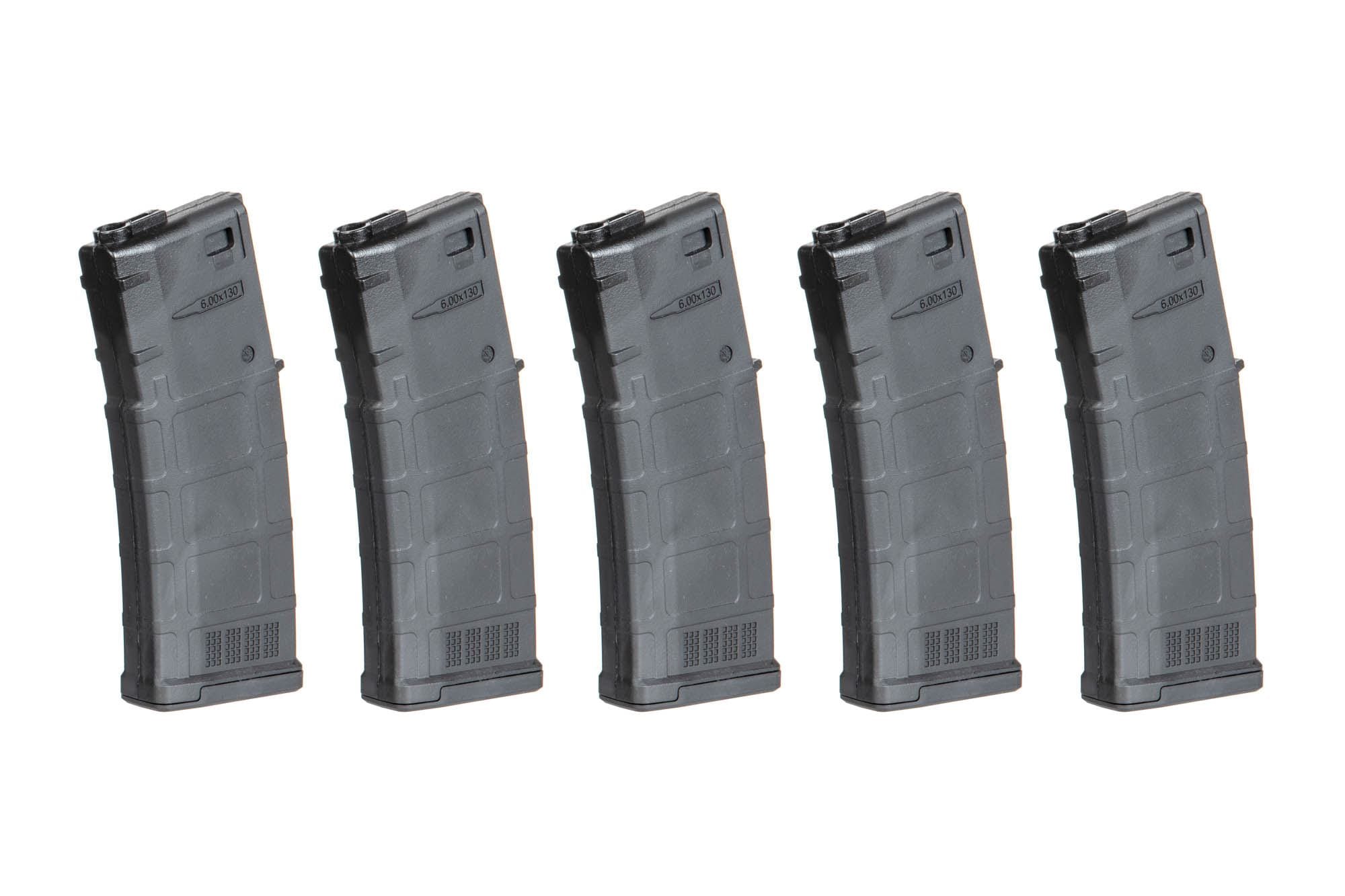 5 130rd Mid-Cap Magazines for L85 A3 / AR15 - black