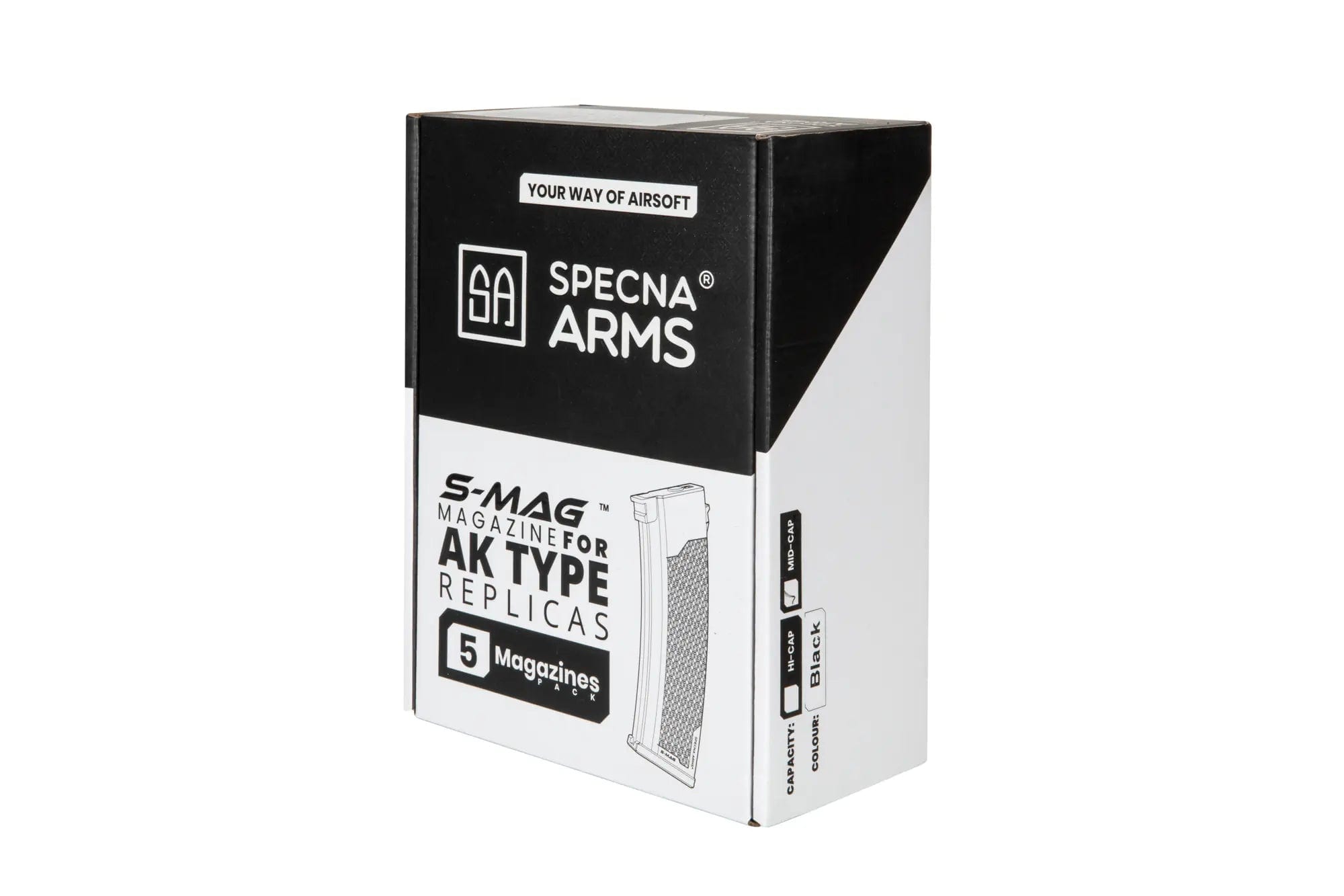 Set of 5 Mid-Cap S-Mag Magazines for AK - Black