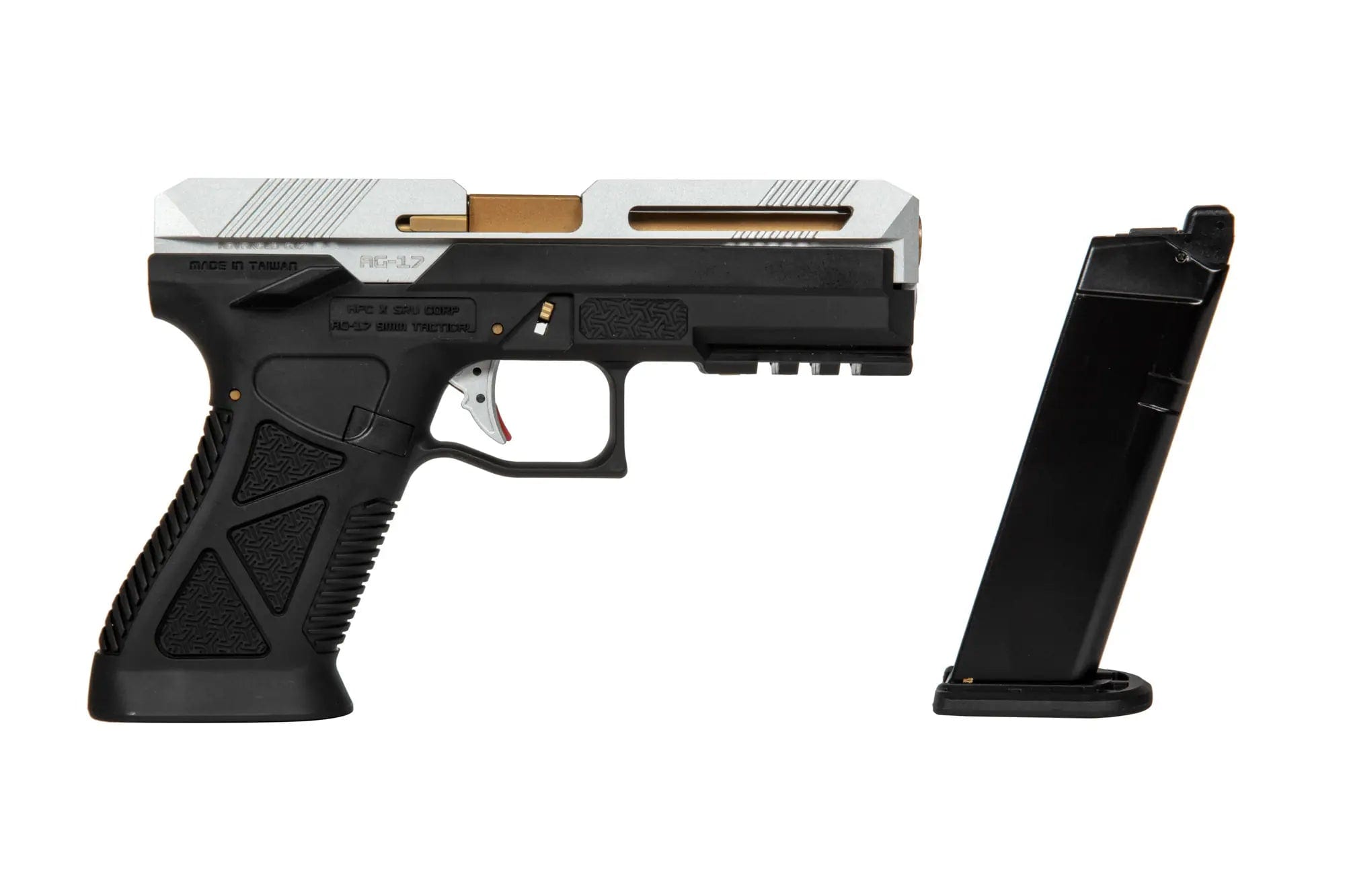 AG17 airsoft blowback pistol - silver and black