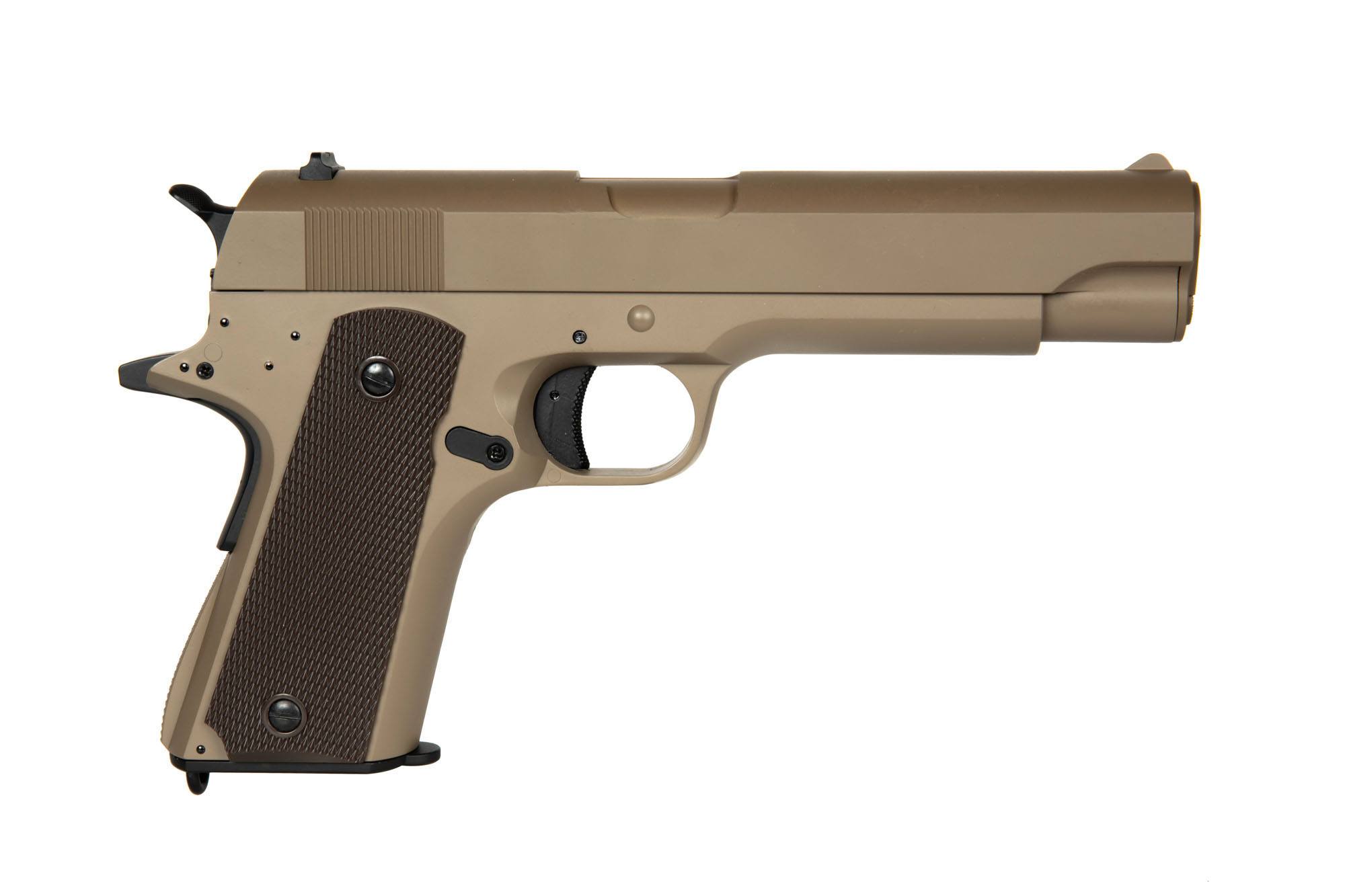 CYMA BBs Electric Pistol 1911 Replica - (CM123, Tan, with battery)